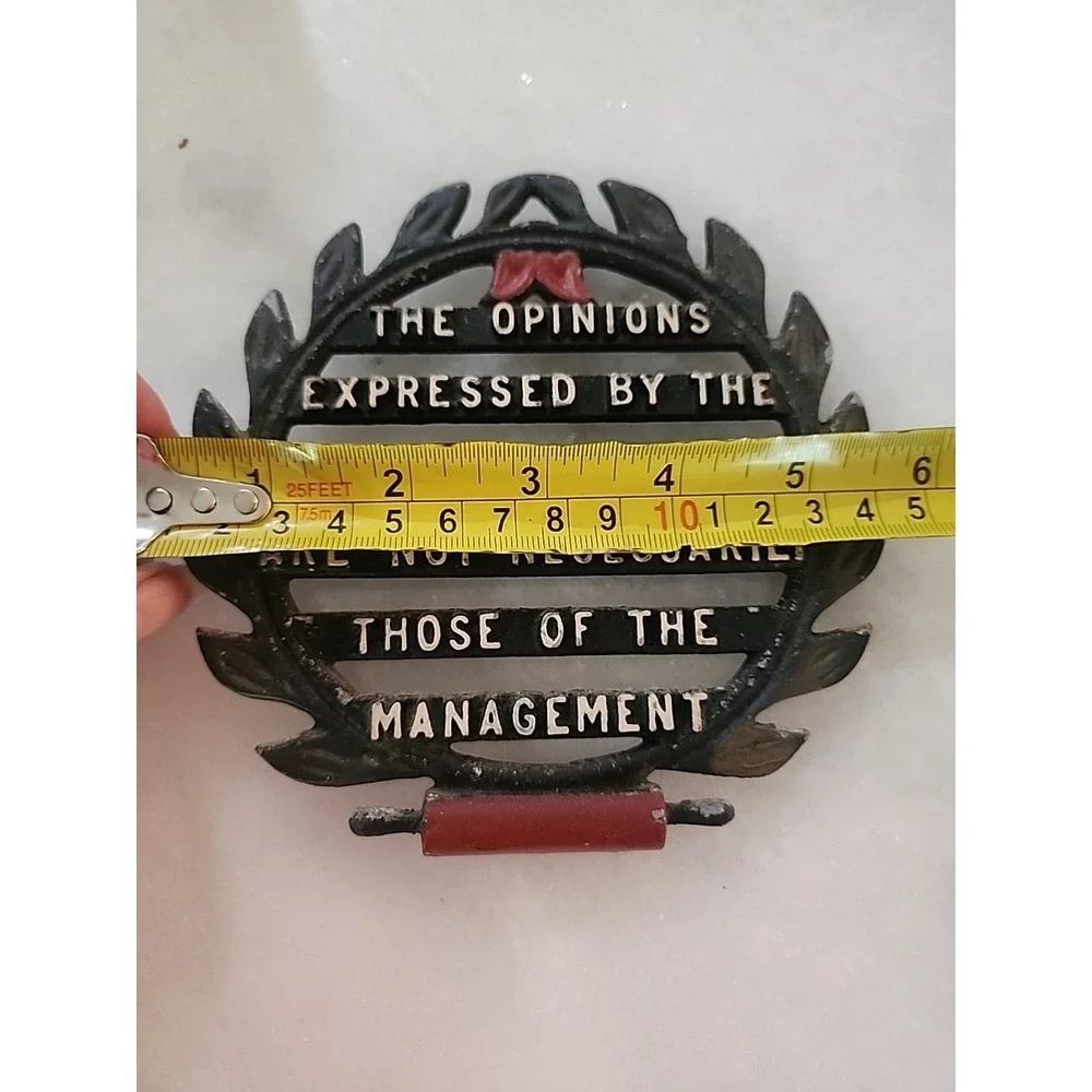 Vintage Metal Novelty Trivet/Sign Household Humor 50s Family
